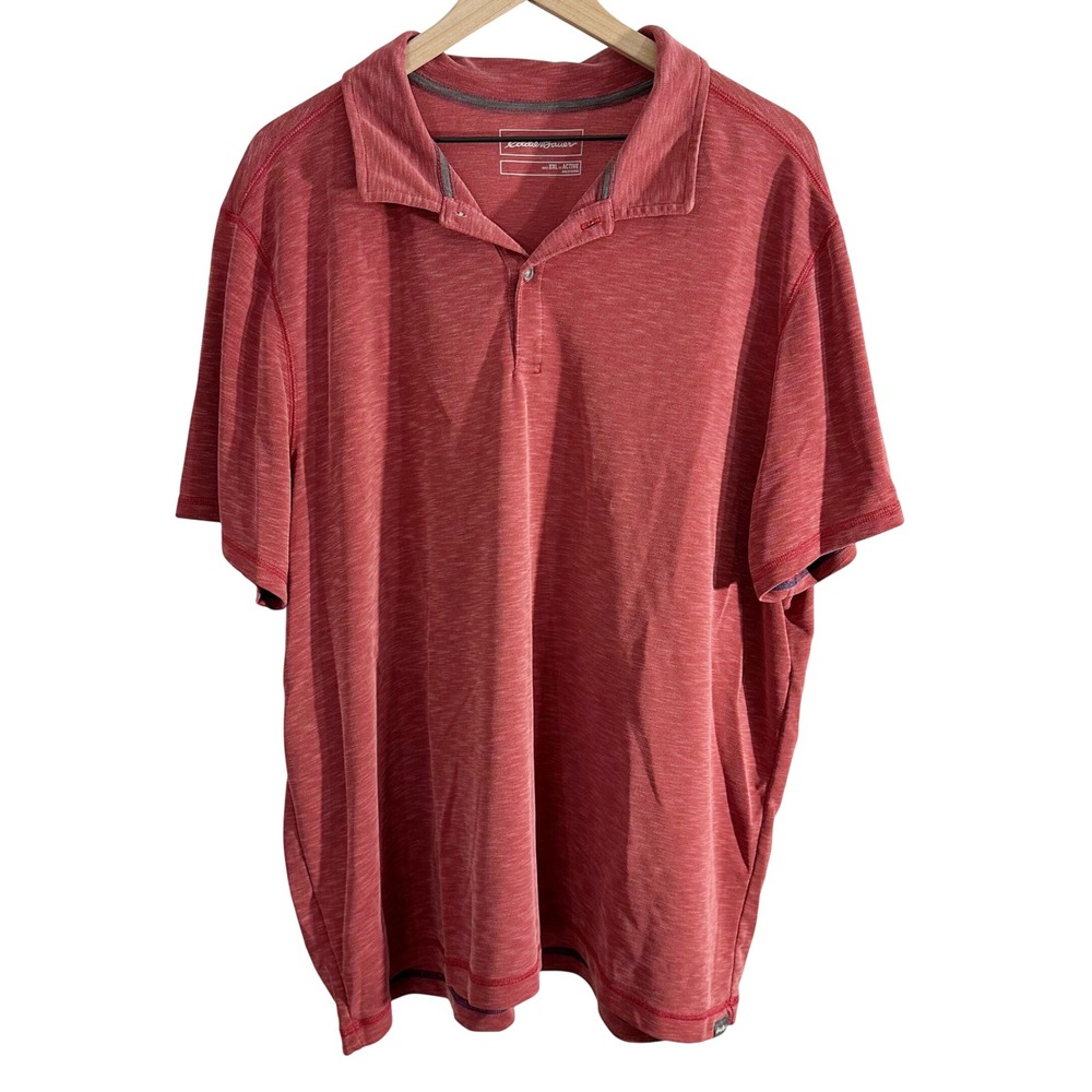 Eddie Bauer Short Sleeve Collared Polo Shirt Red Size‎ XXL Casual Golf